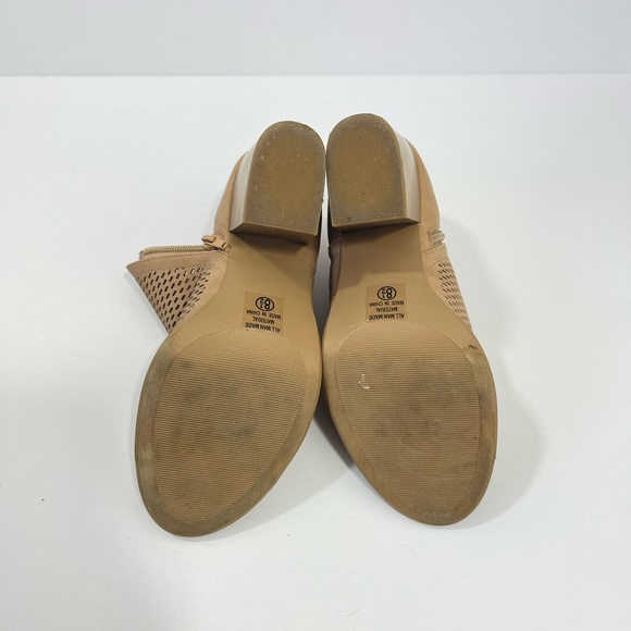 Soda Camel Brown Block Heel Open Toe Booties - Picture 5 of 5